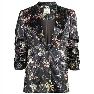 CINQ A SEPT KYLIE FLORAL PRINT BLAZER IN BLACK